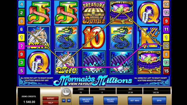 Игровой интерфейс Mermaids Millions 7
